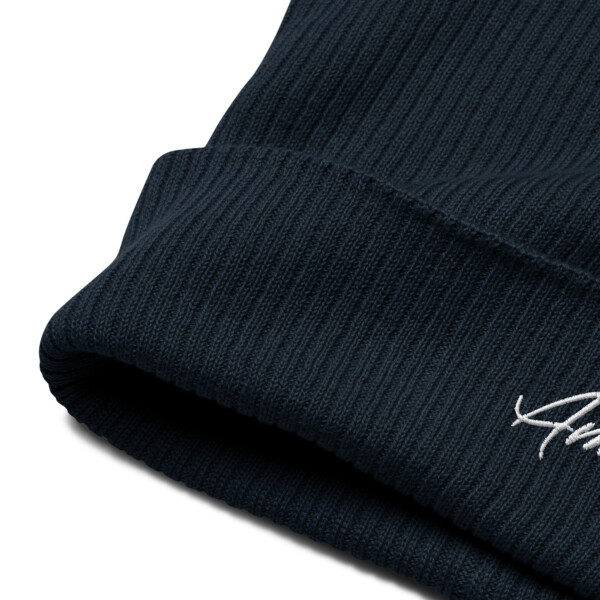 Amoorica Navy Ribbed Organic Beanie - Image 2